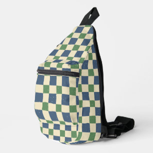 Sac À Bandoulière Classic rétro en vichy Cute marine bleu Sage vert