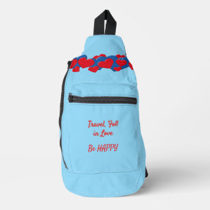Sac À Bandoulière Coeurs d'amour rouge et bleu sur arrière - plan bl