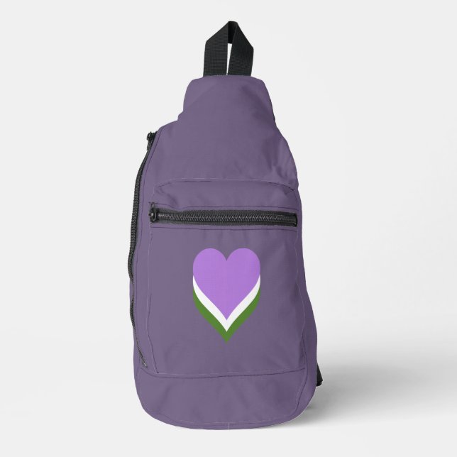 Sac À Bandoulière Cœurs de fierté genderqueer (Recto)