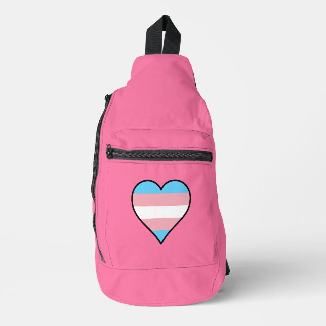 Sac À Bandoulière cœurs de fierté transgenre (Recto)
