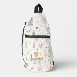 Sac À Bandoulière Cœurs Rougissants & Motif Sans Couture Botanique