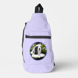 Sac À Bandoulière Collie hardie Black Peinture Cute Dog Art