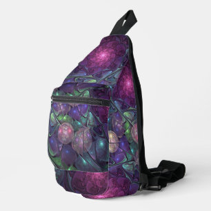 Sac À Bandoulière Coloré brillant Art Abstrait Fractal moderne