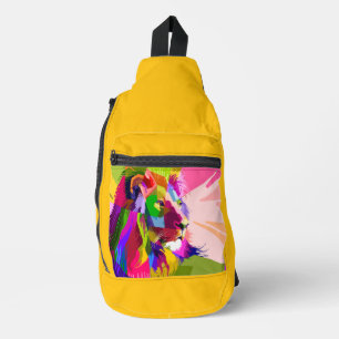 Sac À Bandoulière Conception d'art pop prismatique coloré de lion