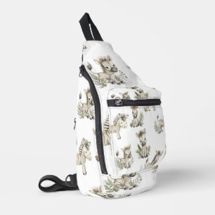 Sac À Bandoulière Conception de bébé zèbre à l'aquarelle mignonne   
