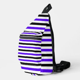 Sac À Bandoulière Conception de rayures blanches noires et bleues