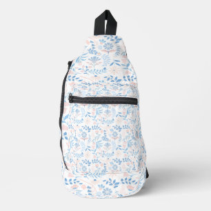 Sac À Bandoulière Conception florale boho impression bloc bleu rose
