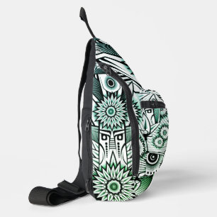 Sac À Bandoulière Conception Tribale Artistique Verte
