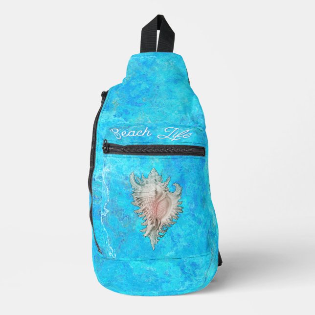 Sac À Bandoulière Coquille de Conque "Vie de Plage"  (Recto)