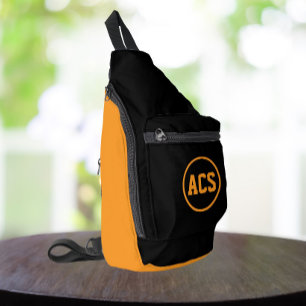 Sac À Bandoulière Couleurs et lettres de l'école noir et orange