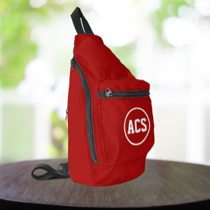 Sac À Bandoulière Couleurs et lettres de l'école rouge et blanc