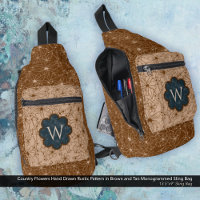 Country Girl Rustique motif Floral bleu Brown