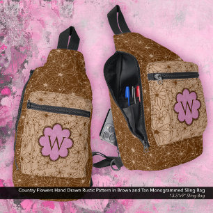 Sac À Bandoulière Country Girl Rustique motif floral rose Brown