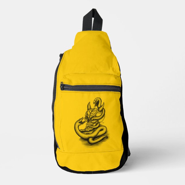 Sac À Bandoulière Crâne - Tête diabolique avec serpent (Recto)