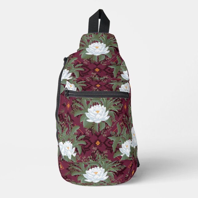 Sac À Bandoulière Crimson Lotus Elegance Motif - Le Lotus Blanc (Recto)