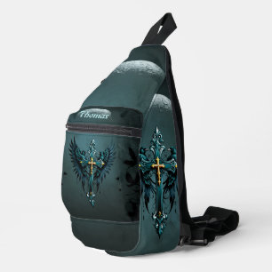 Sac À Bandoulière Croix gothique avec éléments décoratifs et oiseaux