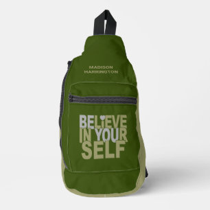Sac À Bandoulière CROYEZ EN VOUS-MÊME nom et couleur personnalisés