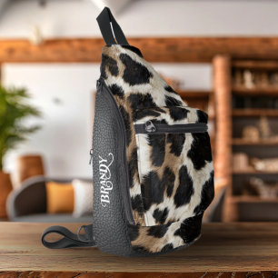 Sac À Bandoulière Cuir de vache occidentale et cuir imprimé 