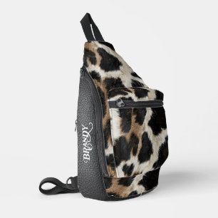 Sac À Bandoulière Cuir de vache occidentale et cuir imprimé 