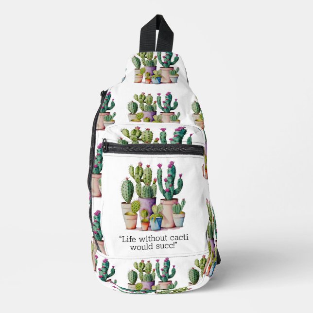 Sac À Bandoulière Cute aquarelle cactus succulents dans les pots (Recto)