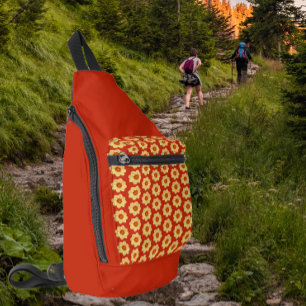 Sac À Bandoulière Dahlia jaune motif floral sur rouge