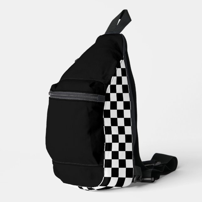 Sac À Bandoulière Damier simple noir et blanc  (Coin droit)