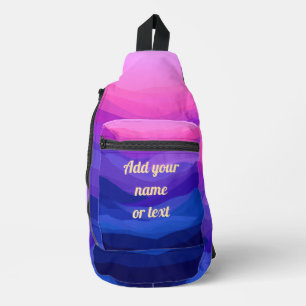 Sac À Bandoulière Dégradé de vagues roses et violettes personnalisé