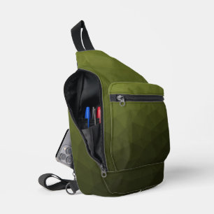 Sac À Bandoulière Dégradé vert armée à motif de maille géométrique