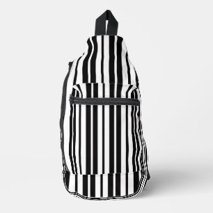 Sac À Bandoulière Design Motif de bandes verticales en noir blanc