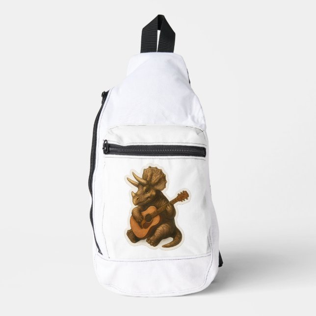 Sac À Bandoulière Dinosaure Jouer Guitare (Recto)