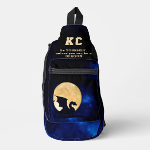 Sac À Bandoulière Dragon de Minuit Initiales Minimalistes Retour à l