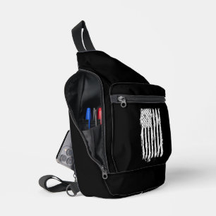 Sac À Bandoulière Drapeau Américain en Blanc en détresse