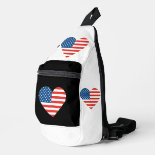Sac À Bandoulière Drapeau américain en forme de coeur amoureux