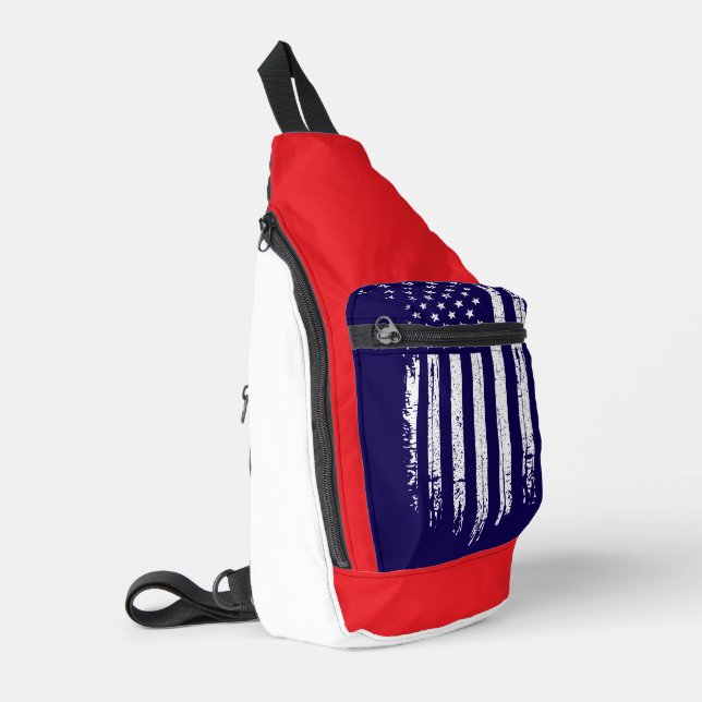 Sac À Bandoulière Drapeau américain grunge  (Coin gauche)