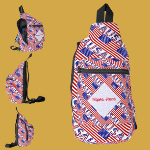 Sac À Bandoulière Drapeau américain Tíled Rouge Personnalisation