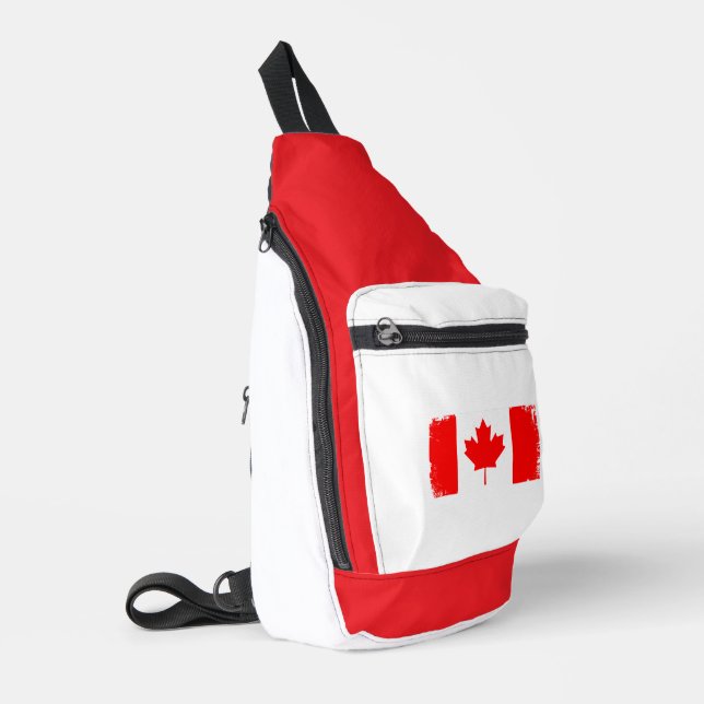 Sac À Bandoulière Drapeau du Canada en détresse  (Coin gauche)