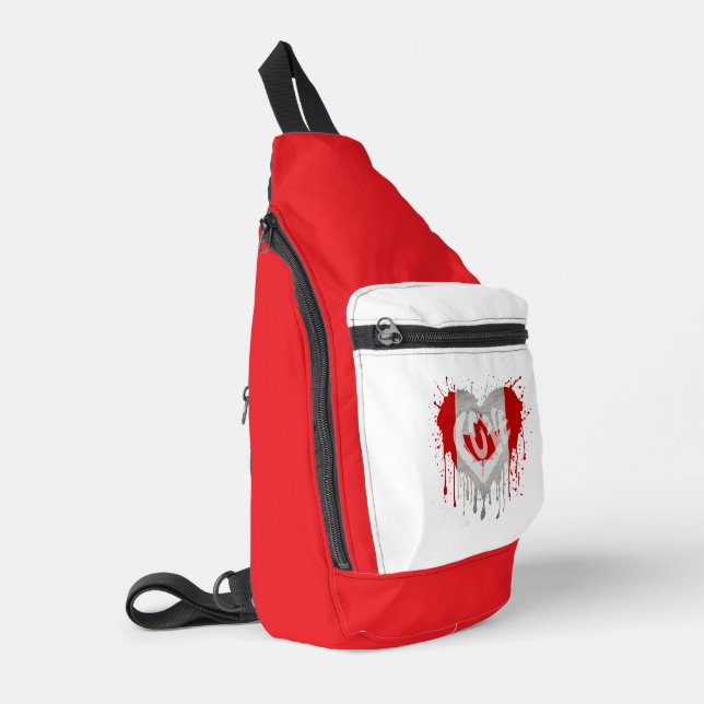 Sac À Bandoulière Drapeau J'aime Canada (Coin gauche)