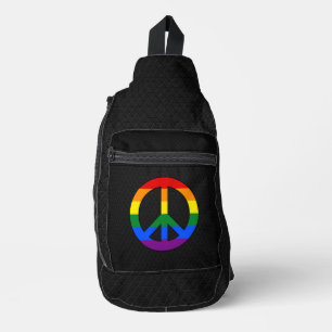 Sac À Bandoulière Drapeau LGBT signe de paix 