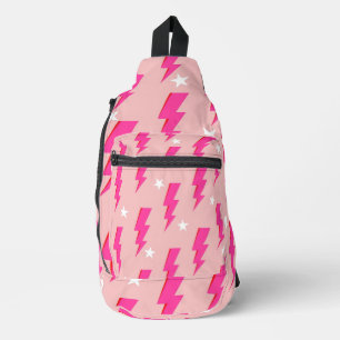 Sac À Bandoulière Éclair étoile rose Arrière - plan Motif Y2K