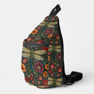 Sac À Bandoulière Élégant art nouveau automnal floral Libellule
