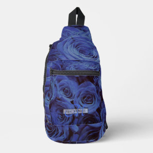 Sac À Bandoulière Elégant bleu rose bleu foncé fleurs bleu bleu flor