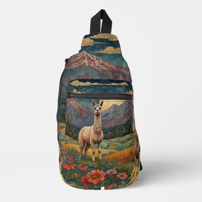 Sac À Bandoulière Élégant boho chic llama alpaca (Recto)