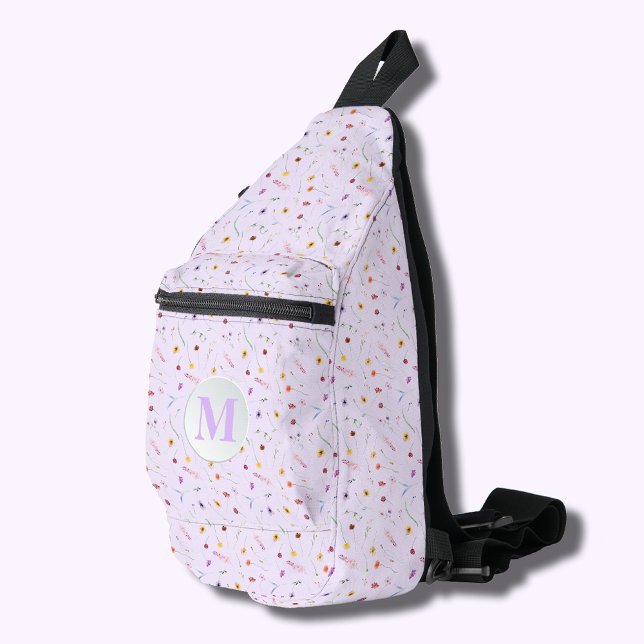 Sac À Bandoulière Élégant Lavande Fleur sauvage (Stylish Delicate Wildflowers Lavender Sling Bag)