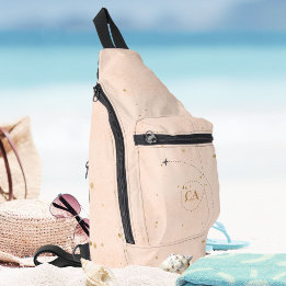 Sac À Bandoulière Élégant minimaliste Monogramme Or Peach Pink Plane