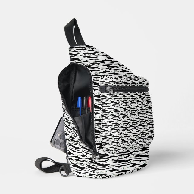 Sac À Bandoulière  Élégant Noir et Blanc  (Ouvrir)