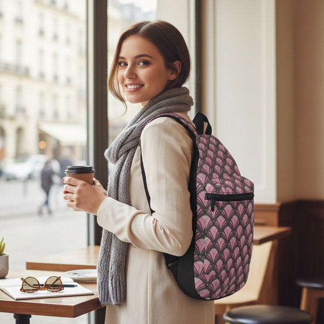 Sac À Bandoulière Elégant rose gris Art déco Motif Vintage (Créateur téléchargé)