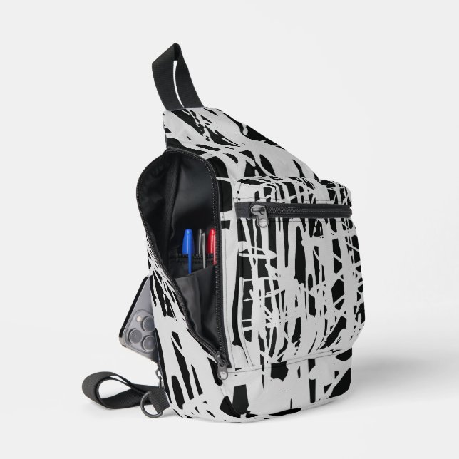 Sac À Bandoulière Élégant Simple Noir & Gris  (Ouvrir)