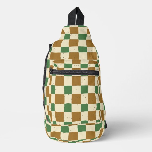 Sac À Bandoulière Élégante feuille séchée Vert et marron Plaid class (Recto)
