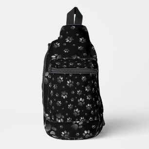 Sac À Bandoulière Empreinte de patte scintillement paillettes noire