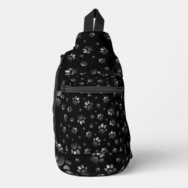 Sac À Bandoulière  Empreinte de patte scintillement paillettes noire (Recto)
